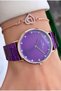 Women's Wristwatch – Purple Dial, Rose Steel Band, Stone Detailed Minimal Design, Heart Bracelet Gift - 6