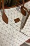 White-Tan Patterned Vegan Leather Large Shoulder & Handbag, with Wallet Gift – Large Internal Volume - 4
