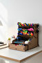 Coral 9-Compartment Drawer Desktop Wooden Organizer Pen Holder - Jewelry Makeup Multi-Purpose Organizer - 2