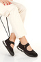 Women's Black Orthopedic Sole Velcro Ballerina Sports Shoes