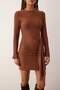 Koyu Kahverengi Büzgü/Drape Detaylı Bodycon Mini Yumuşak Kumaşlı Esnek Örme Elbise TWOAW26EL00139 - 3
