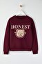 Teen Bordo Kalın İçi Polarlı Ayıcık Baskılı Regular/Normal Kesim Örme Sweatshirt TWOAW26SW00199 - 5