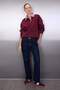 Bordo Dokuma Garni Detaylı Oversize Kalıp Polo Yaka Kalın içi Polarlı Örme Sweatshirt TWOAW26SW00116 - 2