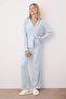 Mavi Termal Kumaşlı Gömlek Yaka Örme Pijama Takımı THMAW26PT00120