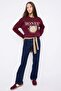 Teen Bordo Kalın İçi Polarlı Ayıcık Baskılı Regular/Normal Kesim Örme Sweatshirt TWOAW26SW00199 - 2