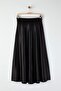 Siyah A Line/Çan Form Maxi Saten Örme Etek TWOAW25ET00111 - 7
