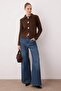 Koyu Kahverengi  Gül Düğme Detaylı Buklet İplikli Geniş Kalıp Triko Hırka TWOAW26HI00109 - 2