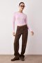 Açık Pembe Viskon Bisiklet Yaka Crop Esnek Örme Bluz TWOAW24BZ00116 - 2