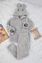 Gri Mini Me Kız Çocuk/Erkek Çocuk Peluş Kalın Örme Pijama Takımı TKDAW26PT00015 - 3