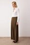 EXCLUSIVE Açık Haki Çift Pilili Dökümlü Kumaş Extra Wide Leg Geniş Paça Pantolon TWOAW26PL00122 - 3