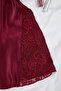 Bordo Dantel ve Yırtmaç Detaylı Saten Dokuma Gecelik THMAW26GC00010 - 8