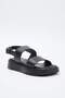 Black Double Striped Thick Sole Women's Sandals Takss25Sd00072 - 5
