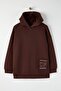 Kahverengi Nakış Detaylı Oversize/Bol Kesim Örme Büyük Beden Sweatshirt TBBAW24AO00018 - 5