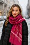 Floral Patterned Fuchsia Women's Shawl