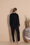 Women's Printed Round Neck Long Sleeve French Velvet Pajamas Set - 3