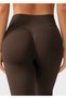 LUNA Ruched Seamless Shaping Stitch-Free Push-Up Sports Leggings - Brown - 4