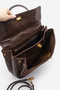 Women's Genuine Leather Lock Detail Charms Hand and Shoulder Bag Rinyas Brown Suede - 5