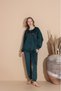 Women's Printed Round Neck Long Sleeve French Velvet Pajamas Set - 2