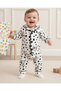 Seasonal Cow Printed Double Breasted Collar 6-9-12-18-24 Months Nightgown Pajama Set - 2
