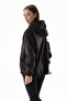 Women's Hooded Zippered Ribbed 3Ip Sweatshirt Brown - 9015 - 264401 - 7