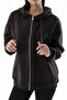 Women's Hooded Zippered Ribbed 3Ip Sweatshirt Brown - 9015 - 264401 - 4