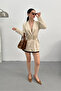 Women's Stylish Double-Breasted Lapel Padded Shoulders Gold Belt Detail Blazer Jacket - 4