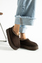 Brown Suede Wool-Lined Thick-Soled Ankle Boot Shoes