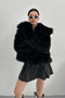 Women's Fur Coat Stylish Wide Collar Lined Snap Button Premium Fur Coat - 3