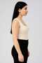 Lined Zero Sleeve Square Neck Low-Cut Snap Bodysuit Ecru - 5