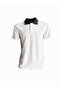 Men's Polo Neck T-Shirt / White - Navy Blue Collar - 2