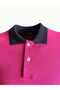 Polo Collar T-Shirt / Fuchsia - Navy Blue Collar - 3