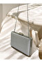 Silver Gray Lame Color Crystal Stone Evening Dress Bag Kına - 5