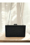 Black Color Crystal Stone Metal Handle Evening Dress Bag Kına - 4
