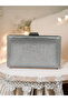 Silver Gray Lame Color Crystal Stone Evening Dress Bag Kına - 2