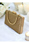 Rosegold Color Metal Handle Crystal Stone Evening Dress Bag Kına - 7