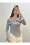 New Product Wrinkled Fabric Asymmetrical Cut Flounce Long Sleeve Blouse 0025 - 4