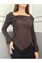 New Product Wrinkled Fabric Asymmetrical Cut Flounce Long Sleeve Blouse 0025 - 2