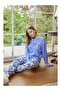 Lodos Store Aydoğan Women's Long Sleeve Thermal Pajama Set with Cat Motto Pattern - 4