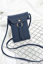 Navy Blue Snap Closure Crossbody Phone Shoulder Bag with Gold Accessories - 2