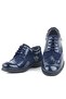 Titan Patent Leather Laced Navy Blue Suede Classic Boys' School Shoes - 6