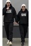 Dear Lover Combination 2-Piece Beyci/ Hanımcı Printed Top and Bottom Hooded Tracksuit Set Oversize Tracksuit
