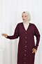 Patterned Long Mercerized Cardigan N3257 Plum - 3
