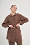 Women's Belted Double Suit Set Brown 31035 - 3