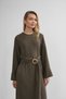 Women's Knitwear Look Belted Long Winter Dress - 2