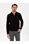 Black Slim Fit Zippered Polo Collar Basic Knitwear Sweater 50314191-Vr046 - 3