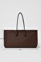 Women's Long Tote Bag Brown Braided - 7