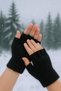 Black Plush Winter Cut Finger Gloves (Standard)