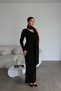 Black Shawl Detailed One Shoulder Maxi Long Knitwear Wool Dress - 4