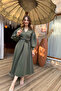 Rosa Khaki Rose Belt-Detail Scuba Maxi Dress - 6