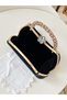 Special Design Black Color Satin Gold Crystal Stone Handle Women's Evening Dress Bag - 6